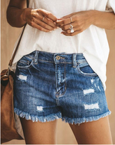 Women's Denim Shorts Summer High Waist Shorts Casual Denim Shorts Ripped Denim Shorts Sai Feel